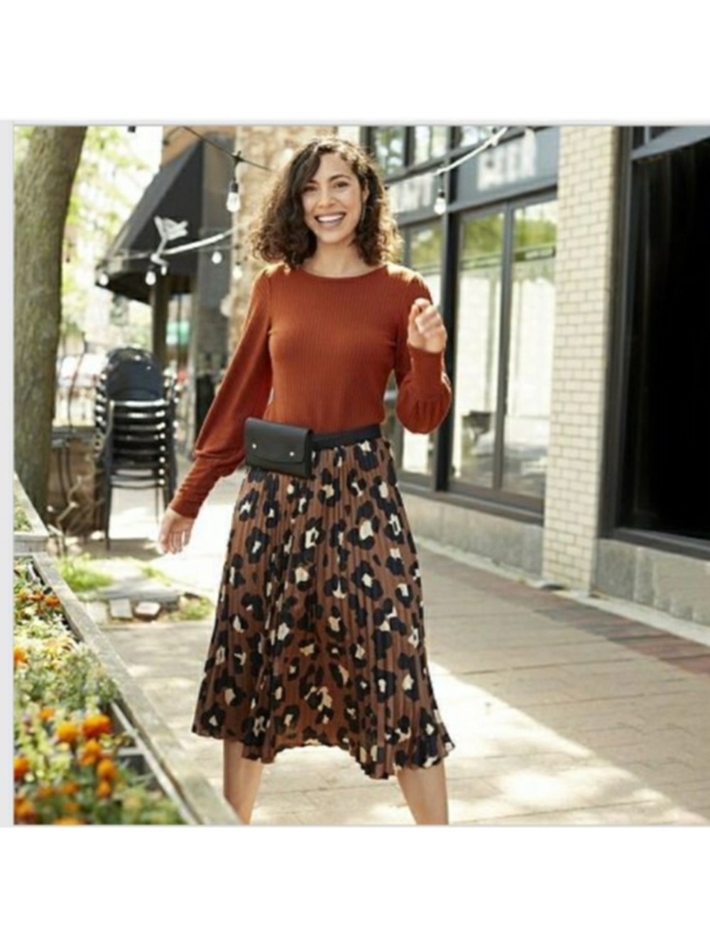 Worthington leopard Print Pleated Midi Skirt